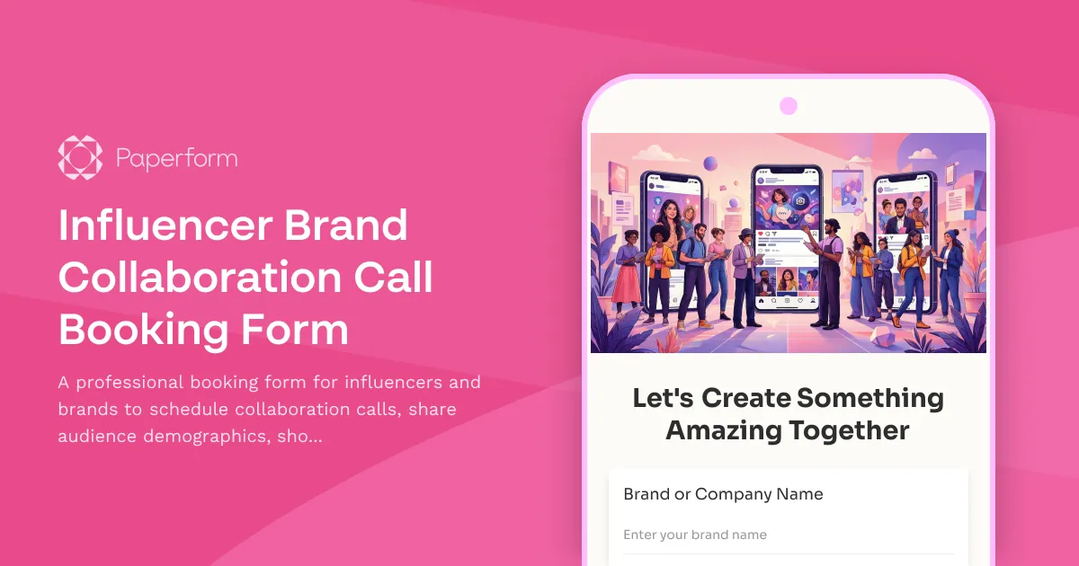 Influencer Brand Collaboration Call Booking Form