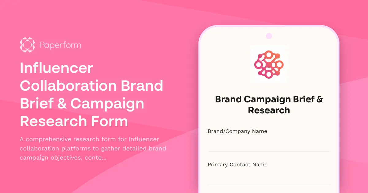 Influencer Collaboration Brand Brief & Campaign Research Form