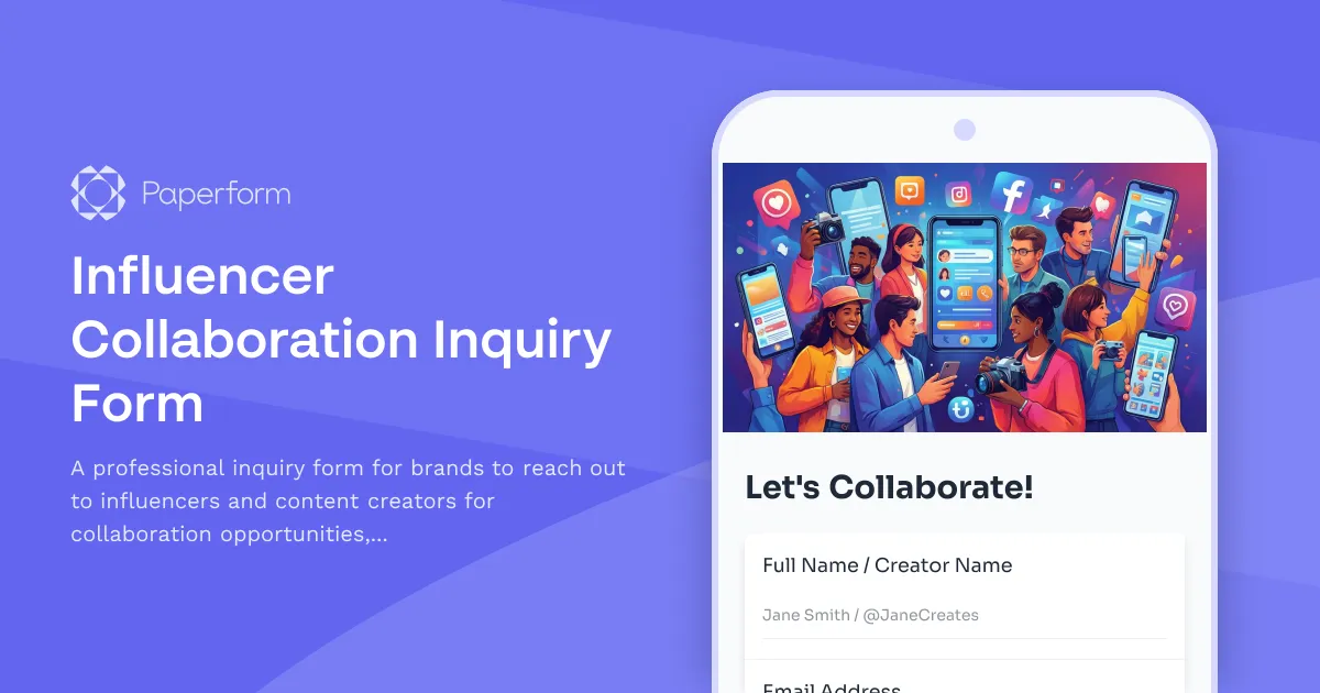 Influencer Collaboration Inquiry Form
