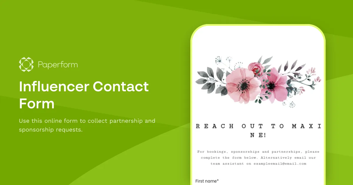 Influencer Contact Form