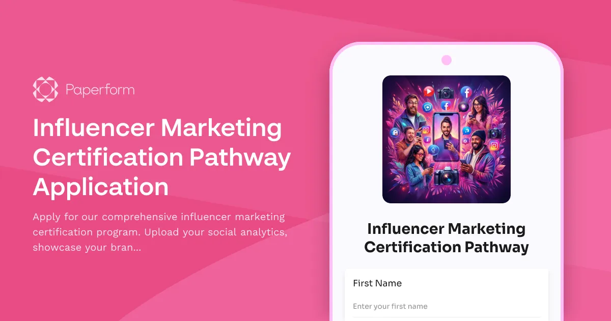Influencer Marketing Certification Pathway Application