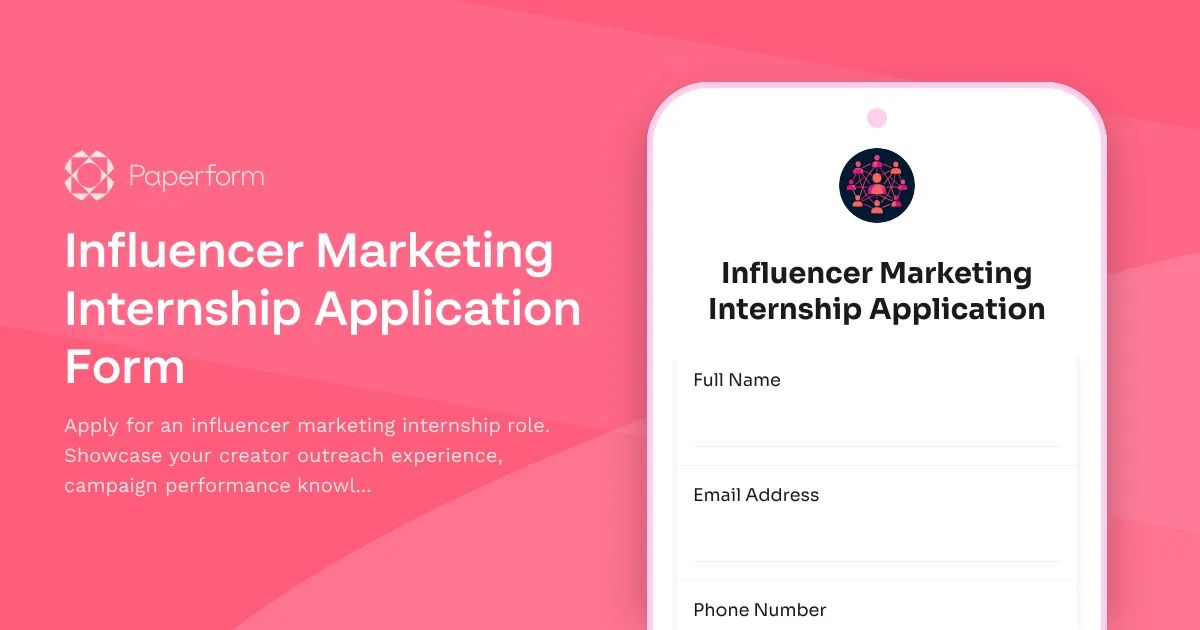 Influencer Marketing Internship Application Form