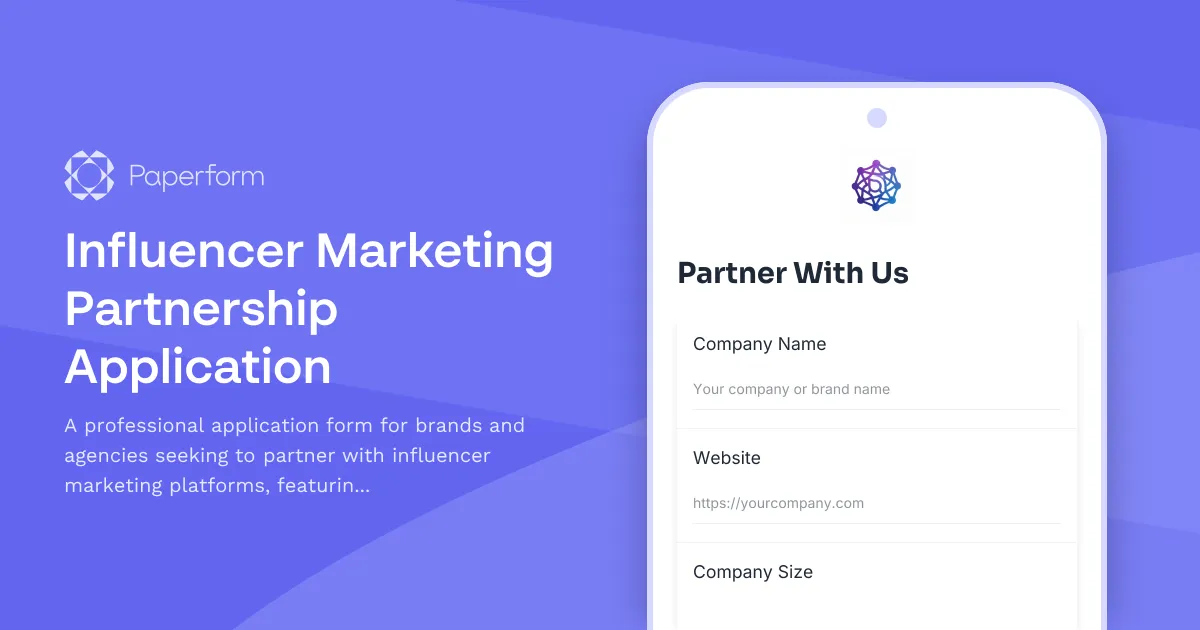 Influencer Marketing Partnership Application