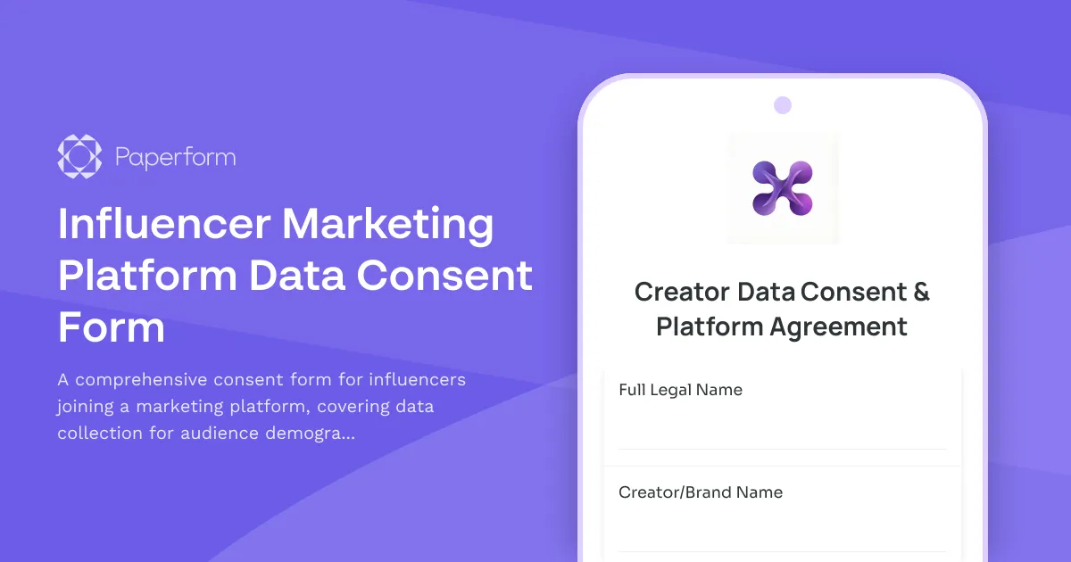 Influencer Marketing Platform Data Consent Form
