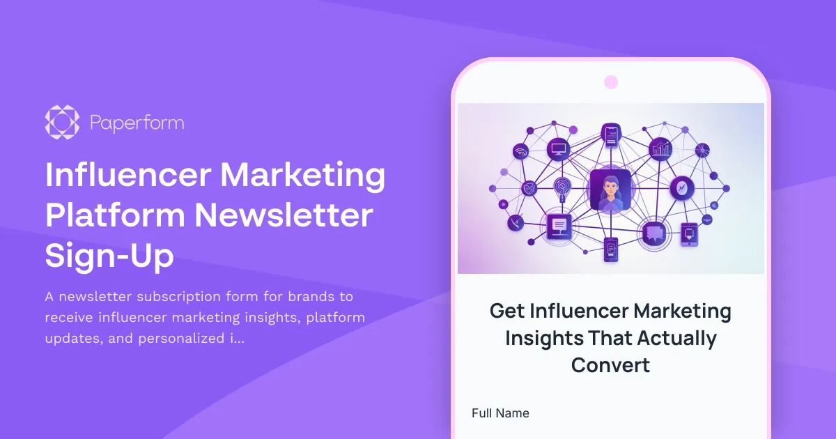 Influencer Marketing Platform Newsletter Sign-Up