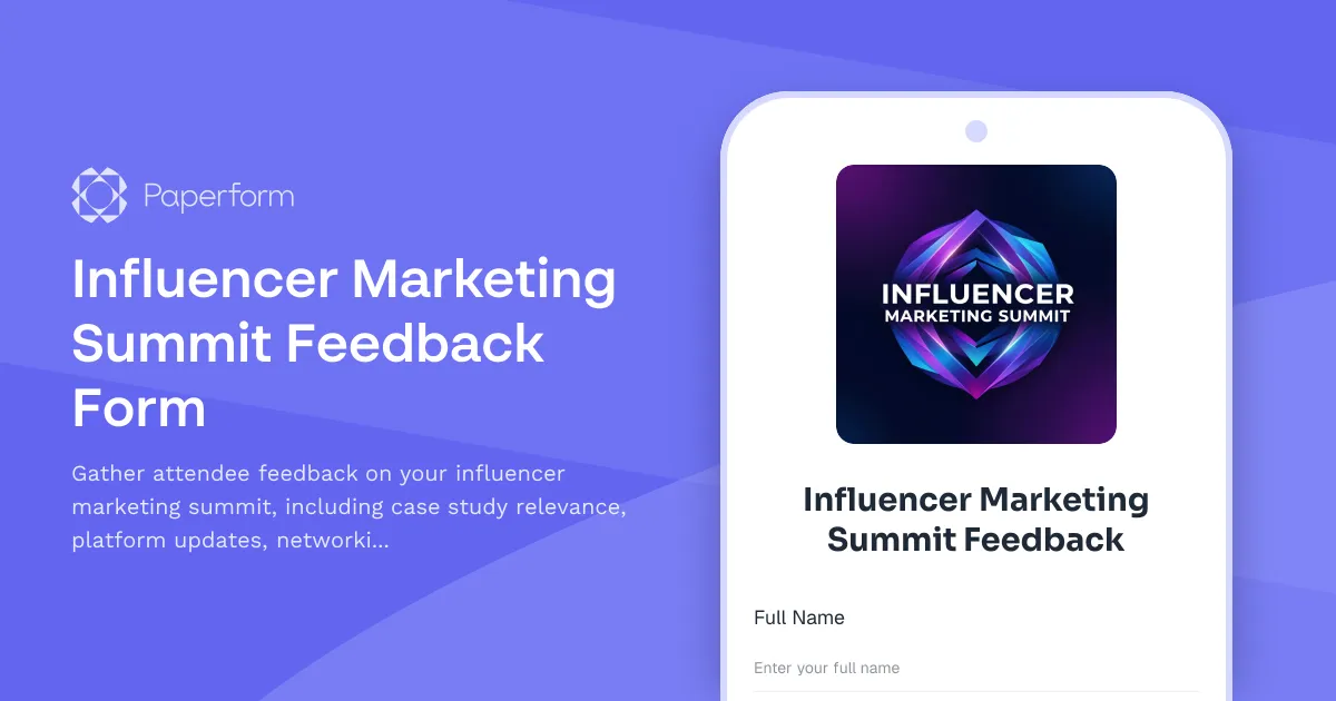 Influencer Marketing Summit Feedback Form