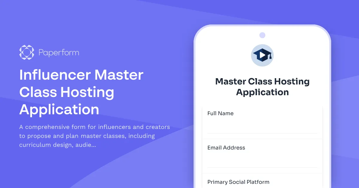 Influencer Master Class Hosting Application