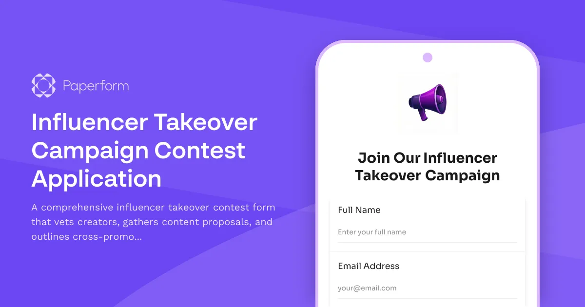 Influencer Takeover Campaign Contest Application
