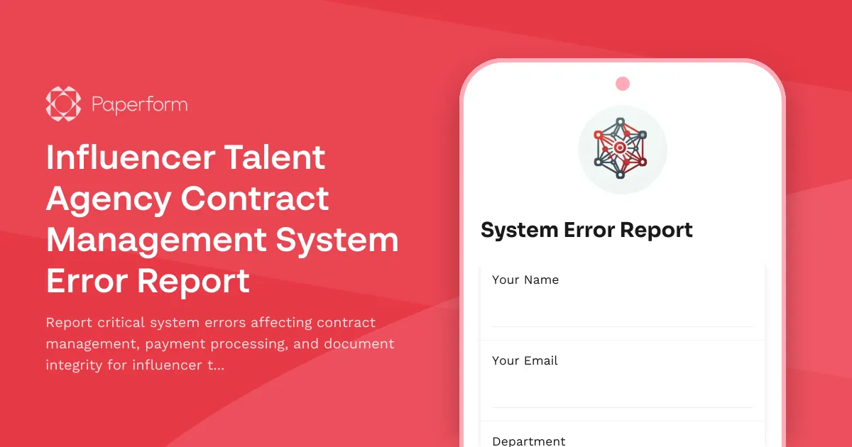 Influencer Talent Agency Contract Management System Error Report