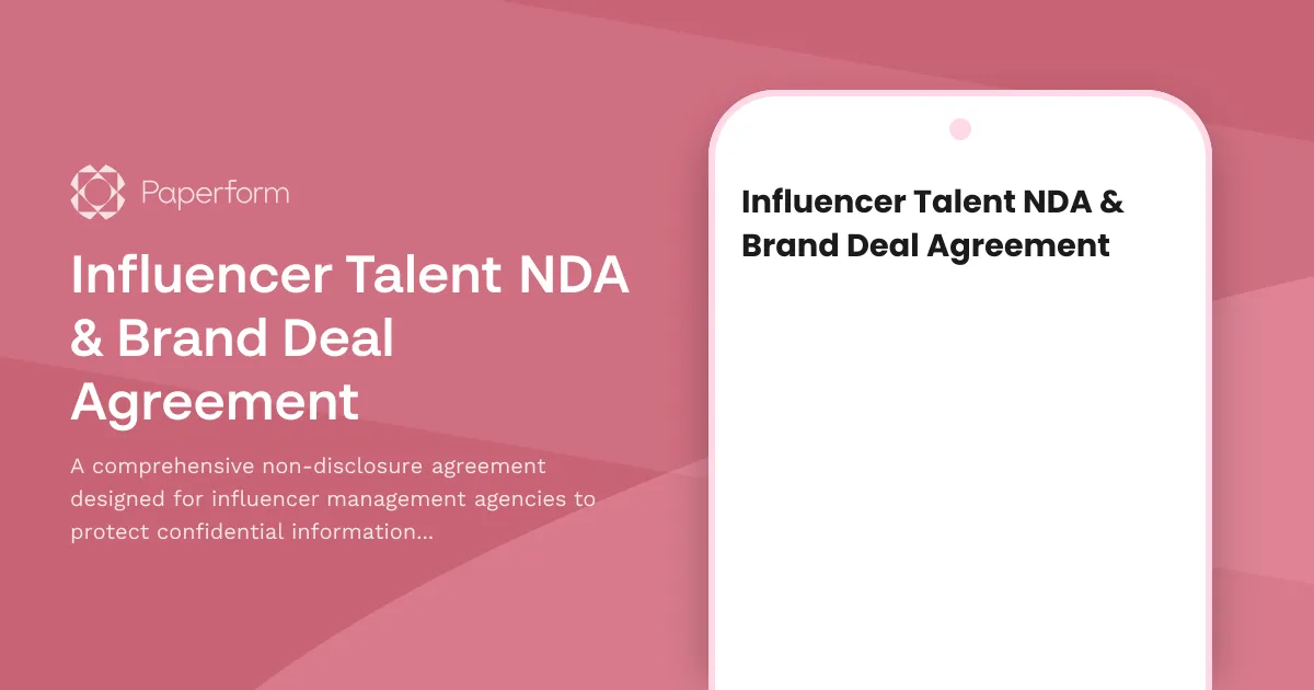 Influencer Talent NDA & Brand Deal Agreement