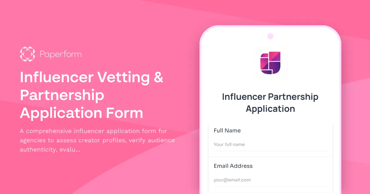 Influencer Vetting & Partnership Application Form