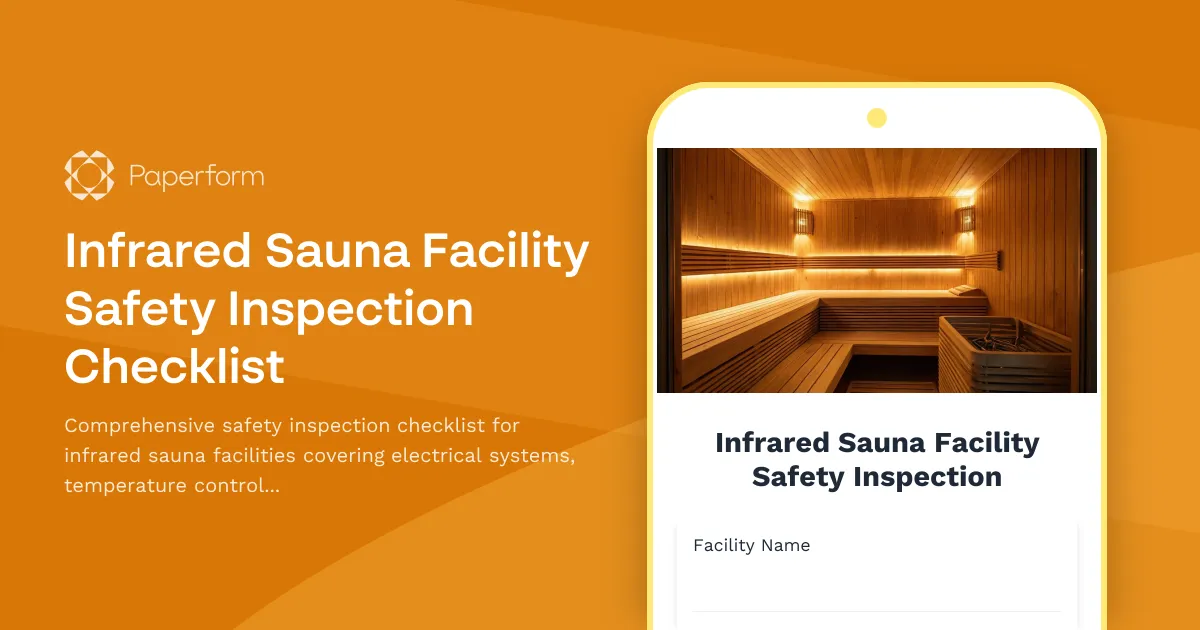 Infrared Sauna Facility Safety Inspection Checklist