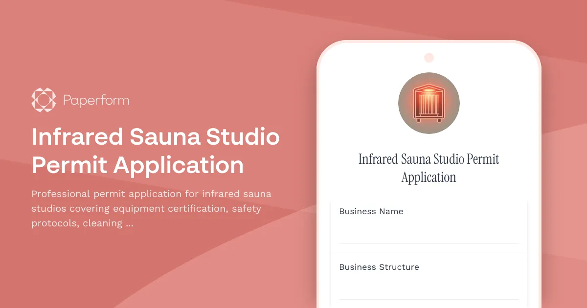 Infrared Sauna Studio Permit Application