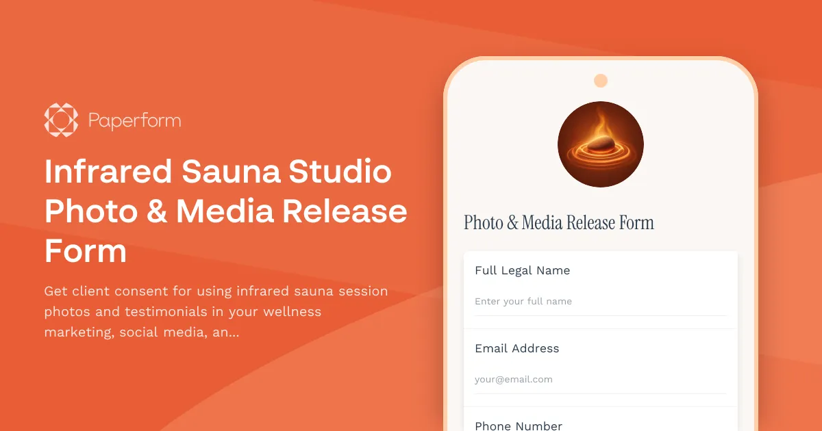 Infrared Sauna Studio Photo & Media Release Form