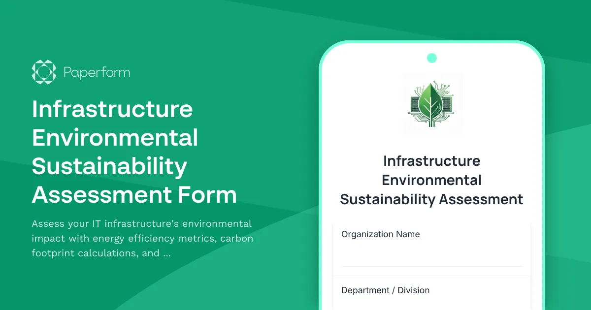 Infrastructure Environmental Sustainability Assessment Form