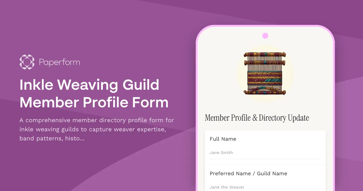 Inkle Weaving Guild Member Profile Form