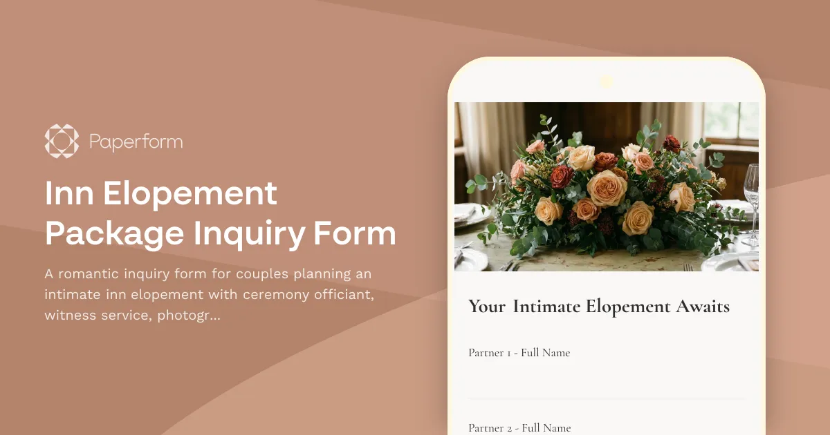 Inn Elopement Package Inquiry Form