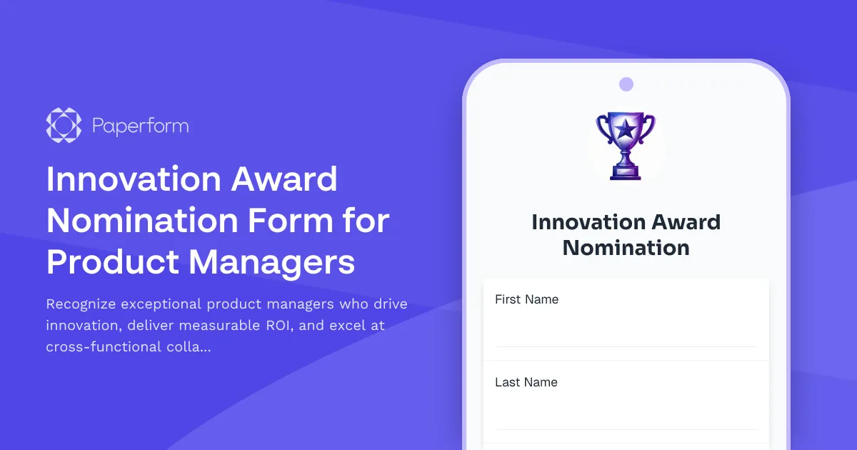 Innovation Award Nomination Form for Product Managers
