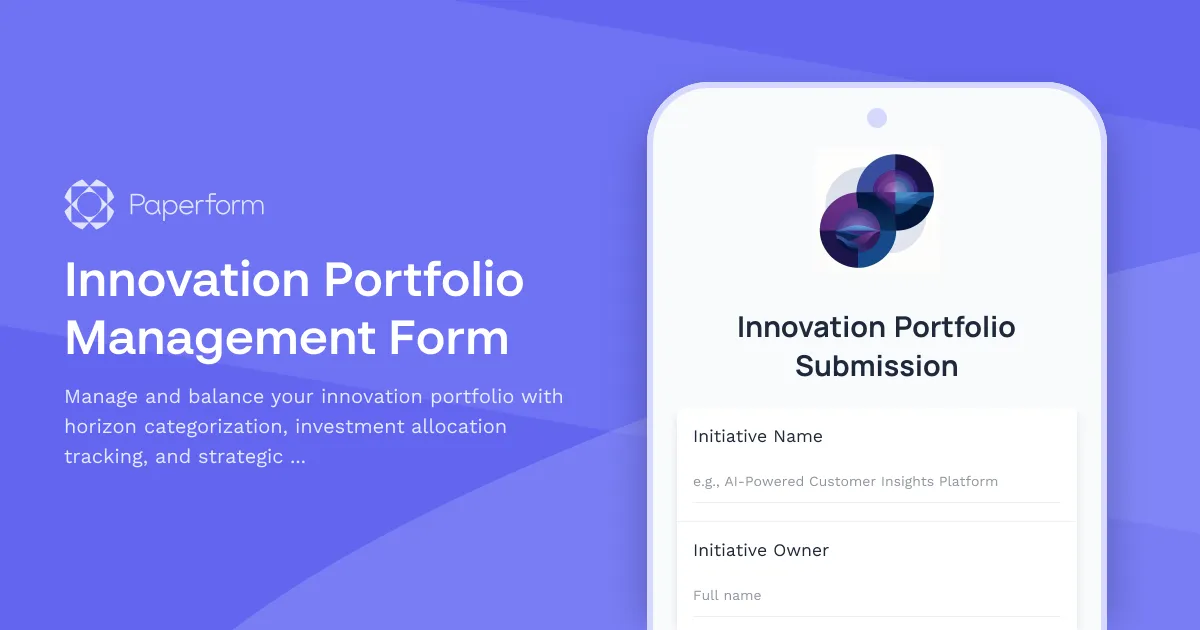 Innovation Portfolio Management Form