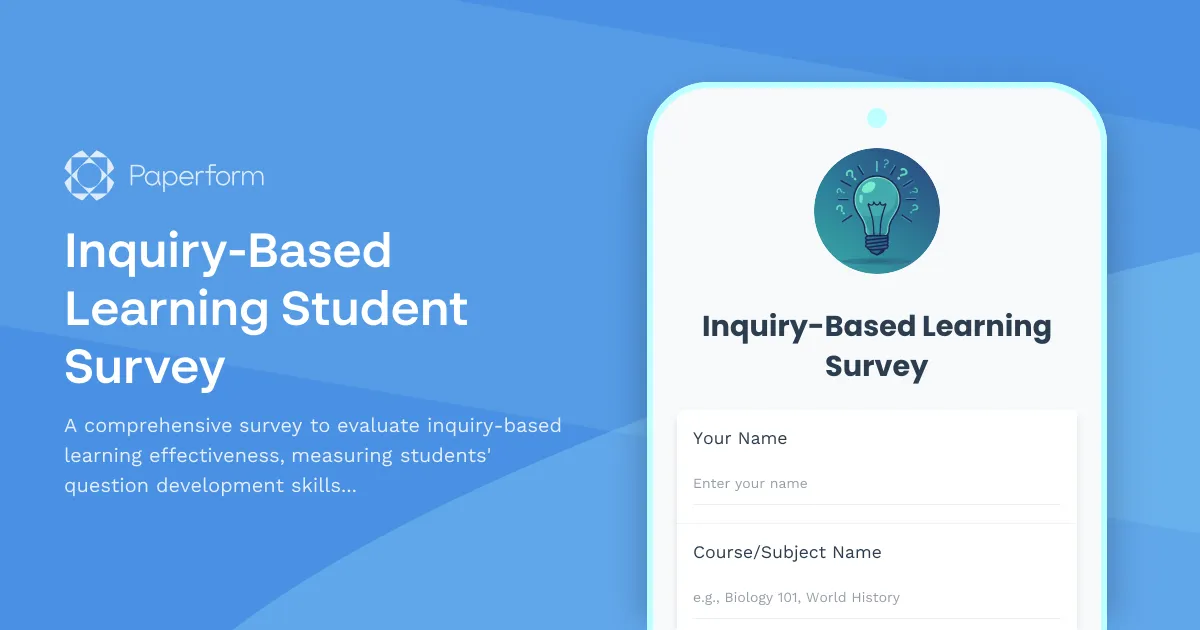 Inquiry-Based Learning Student Survey