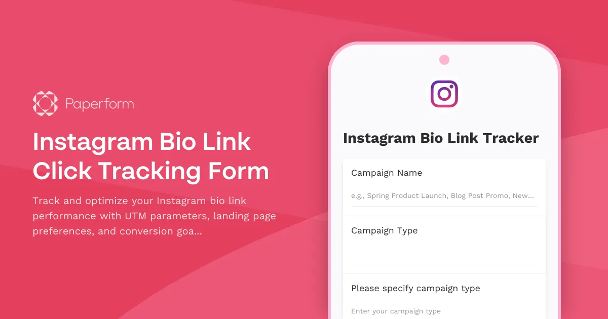 Instagram Bio Link Click Tracking Form