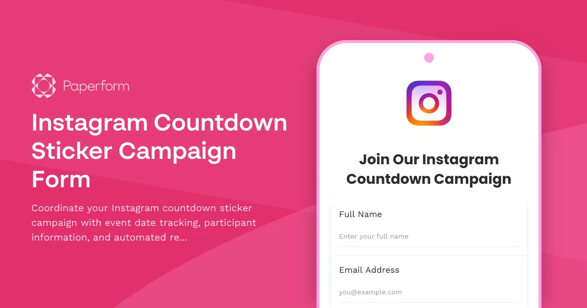 Instagram Countdown Sticker Campaign Form