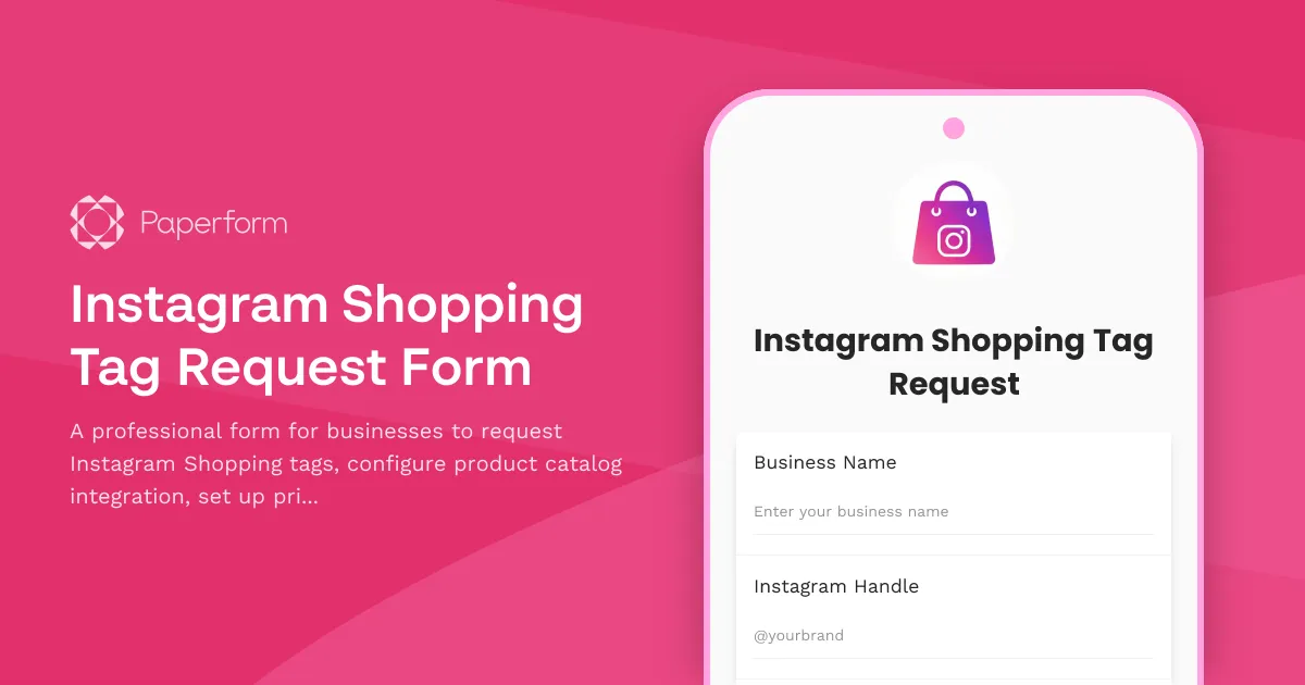 Instagram Shopping Tag Request Form