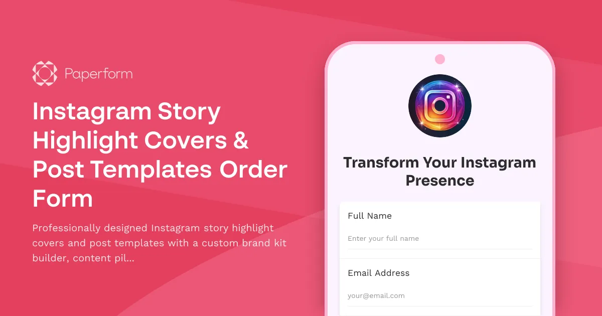 Instagram Story Highlight Covers & Post Templates Order Form
