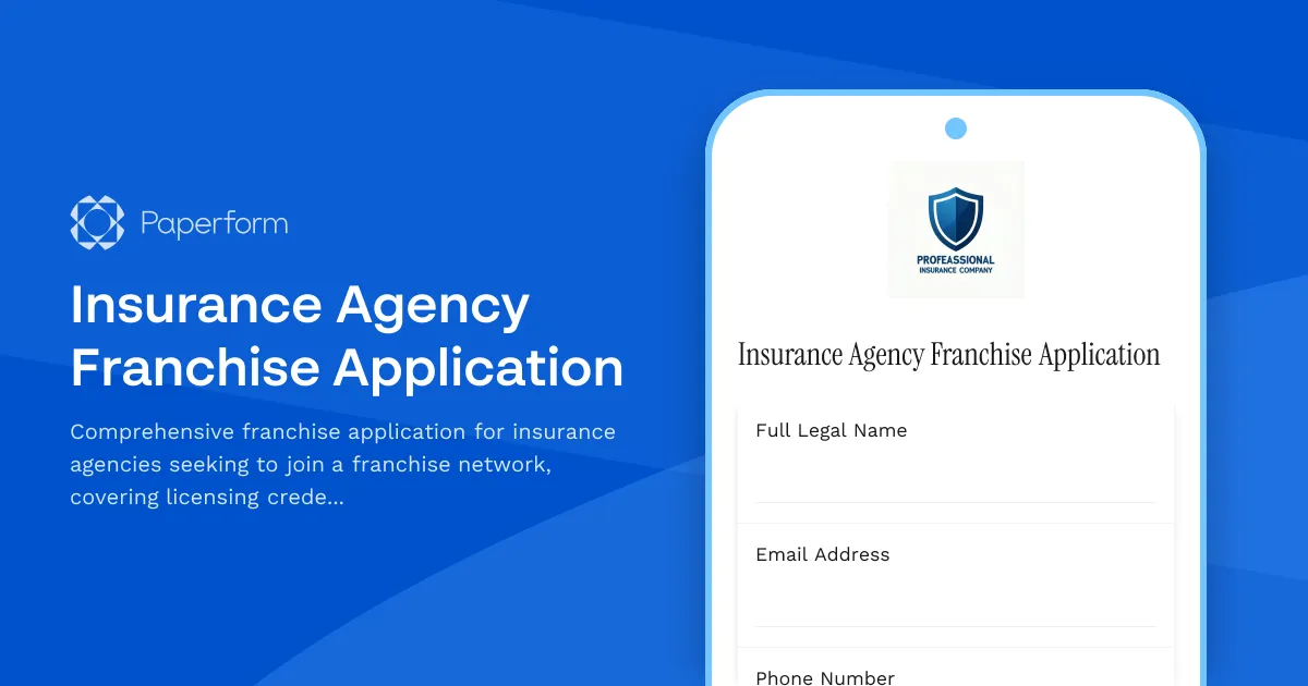Insurance Agency Franchise Application