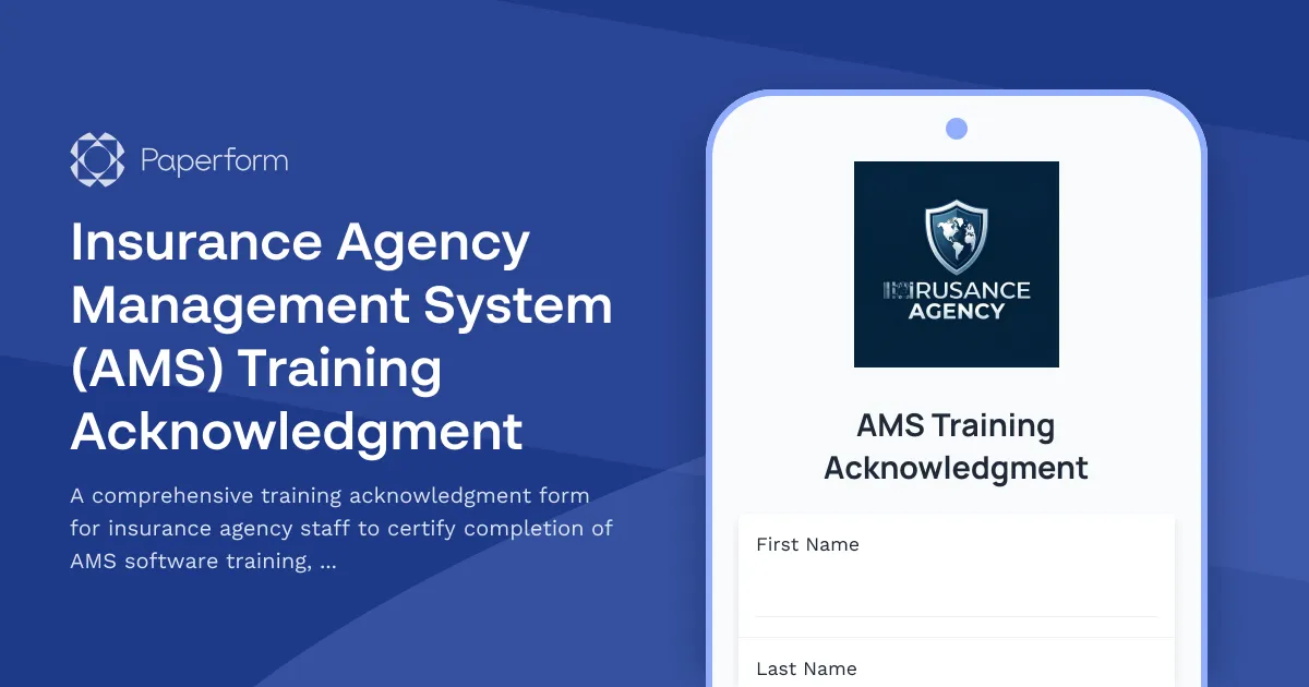 Insurance Agency Management System (AMS) Training Acknowledgment