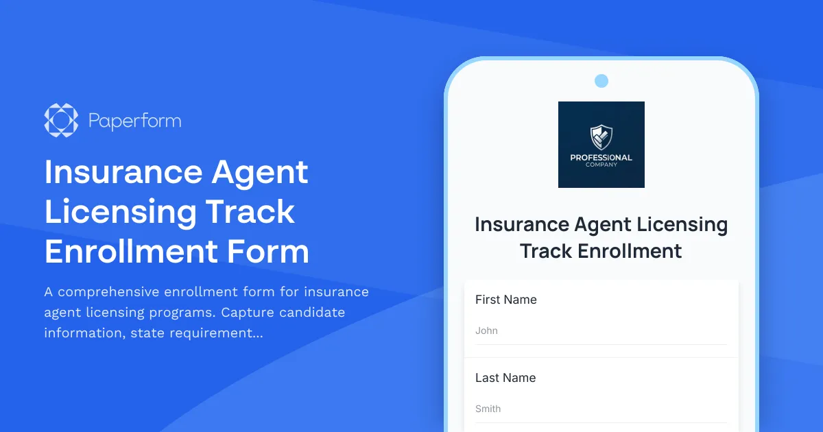 Insurance Agent Licensing Track Enrollment Form