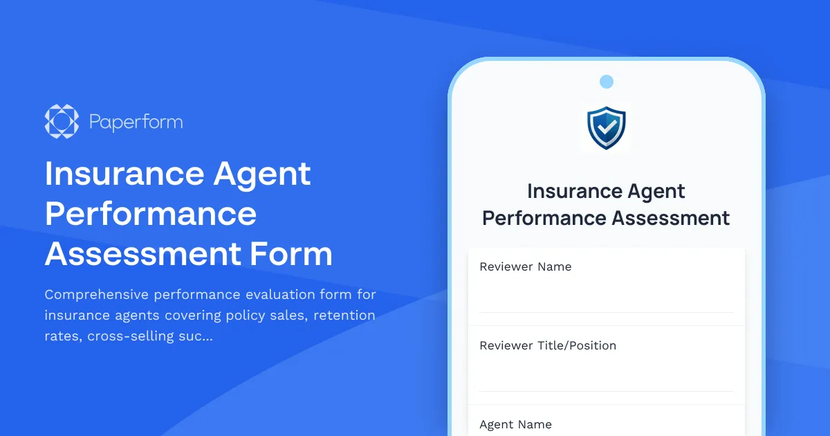 Insurance Agent Performance Assessment Form