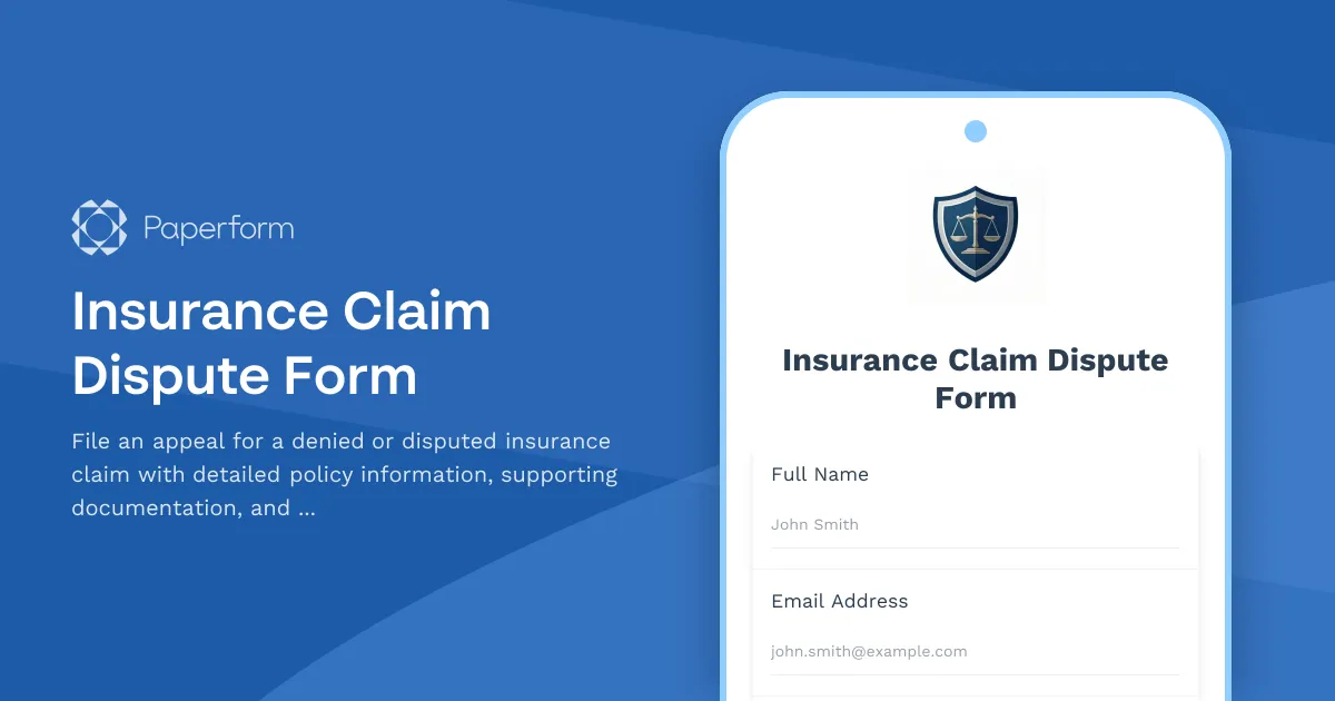 Insurance Claim Dispute Form
