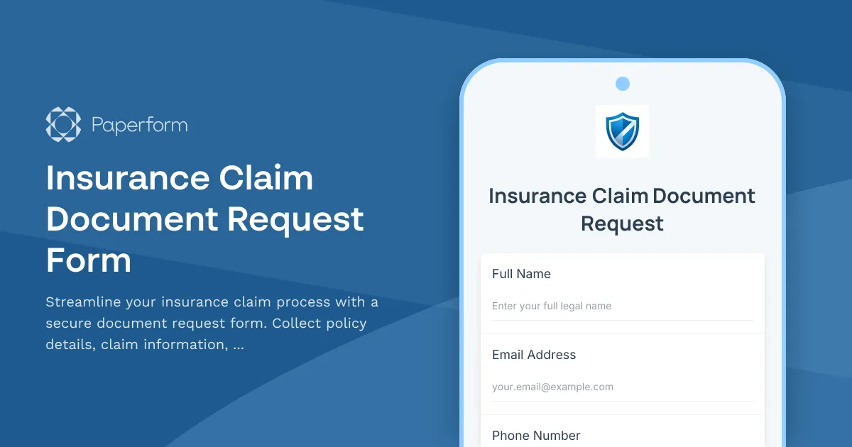 Insurance Claim Document Request Form