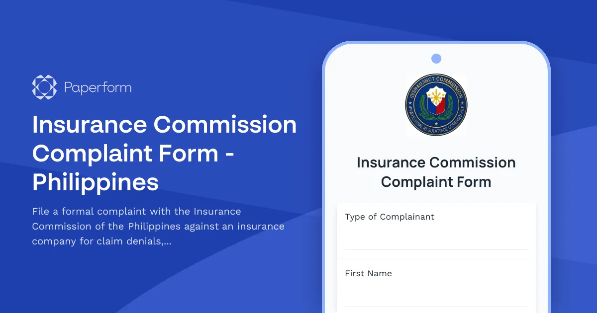 Insurance Commission Complaint Form - Philippines