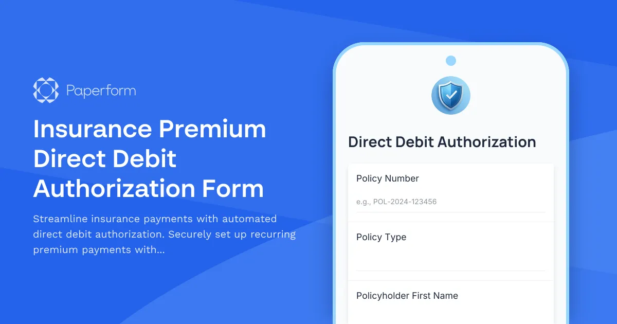 Insurance Premium Direct Debit Authorization Form