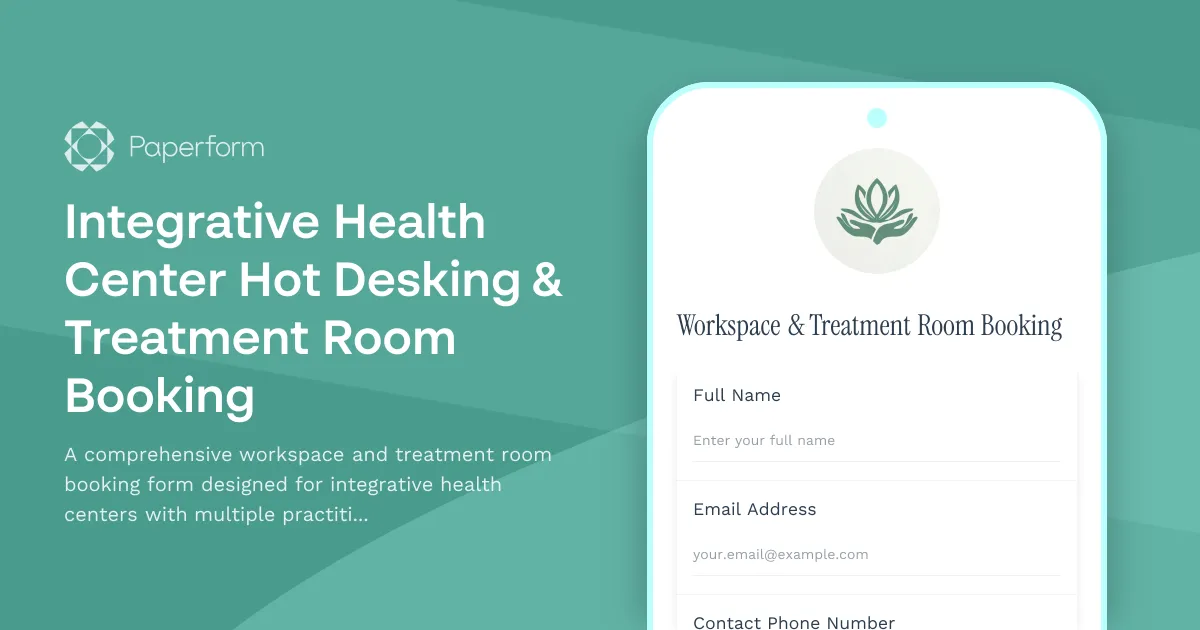 Integrative Health Center Hot Desking & Treatment Room Booking