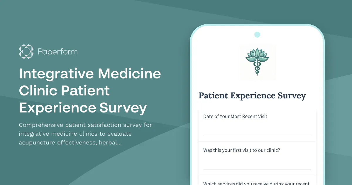 Integrative Medicine Clinic Patient Experience Survey