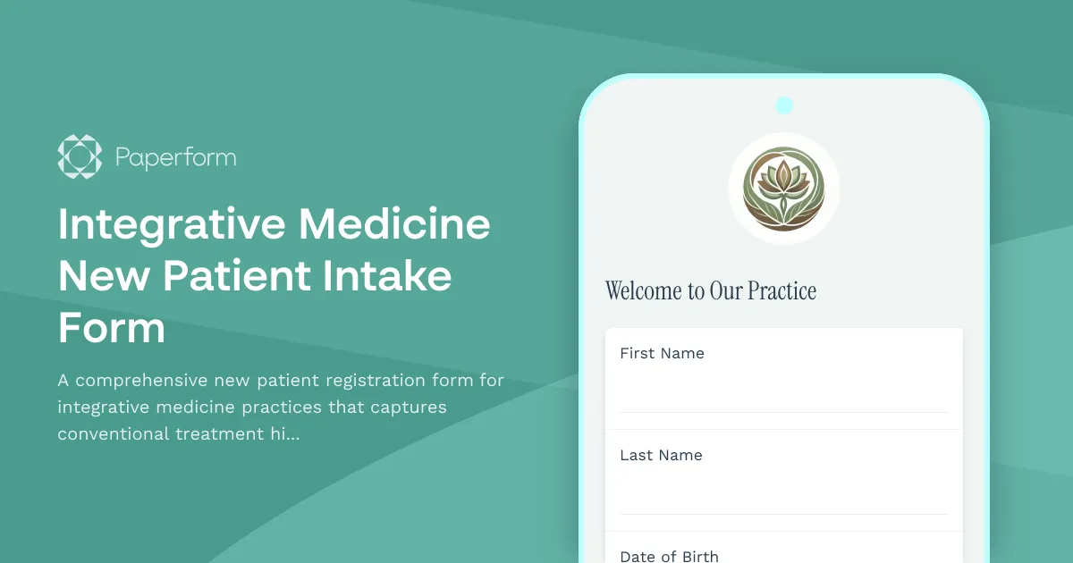 Integrative Medicine New Patient Intake Form