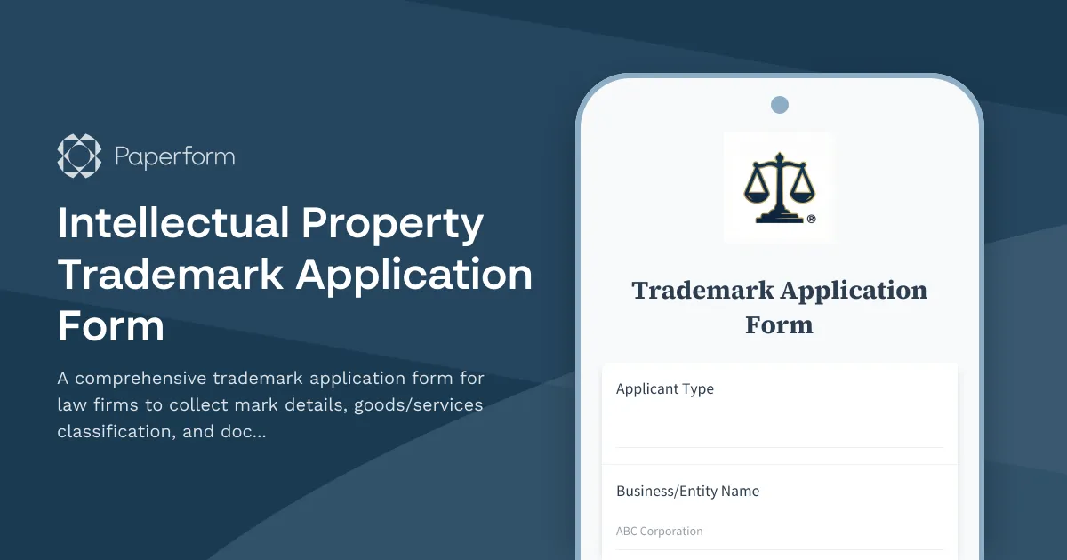 Intellectual Property Trademark Application Form