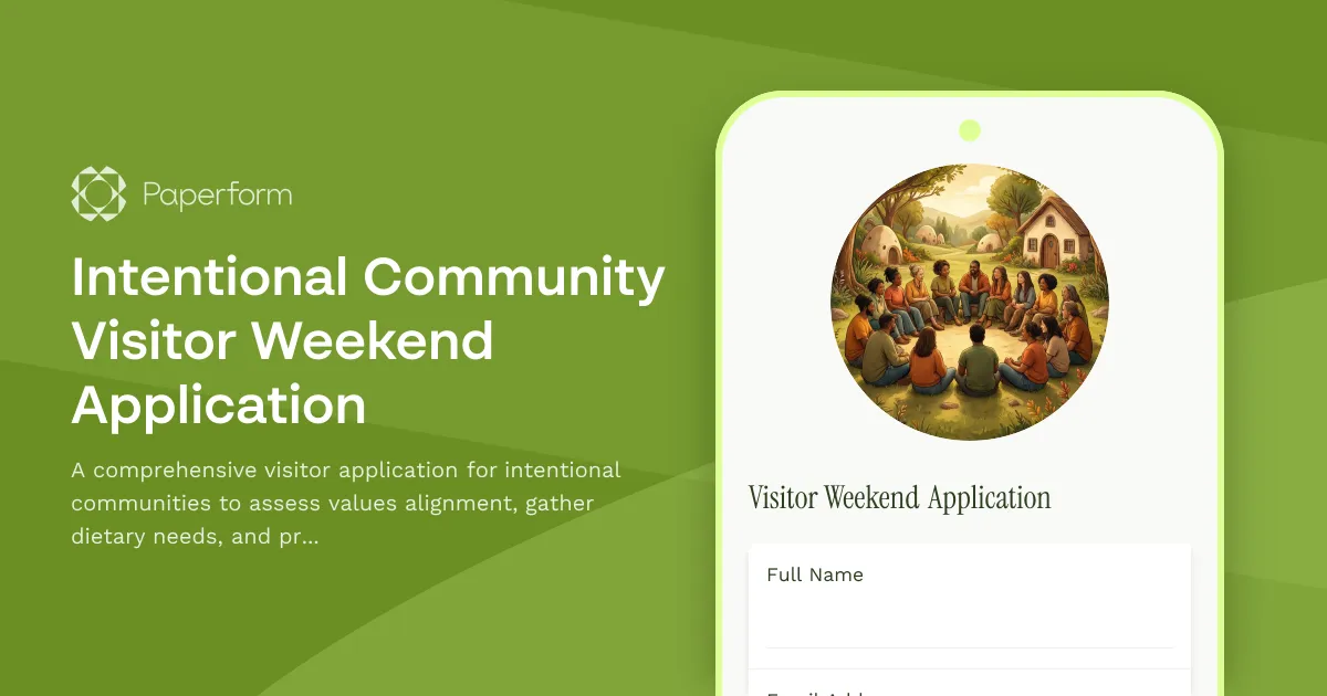 Intentional Community Visitor Weekend Application