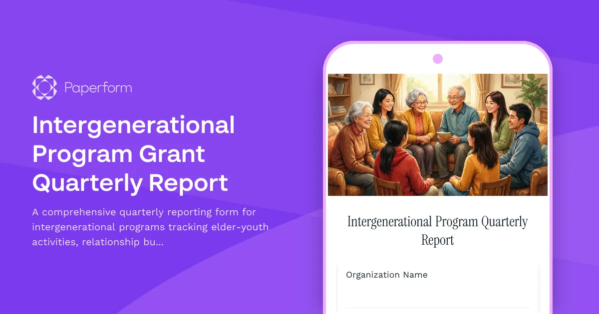 Intergenerational Program Grant Quarterly Report