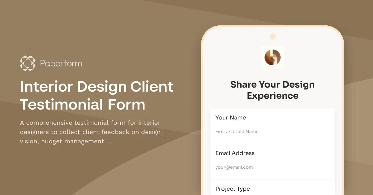 Interior Design Client Testimonial Form