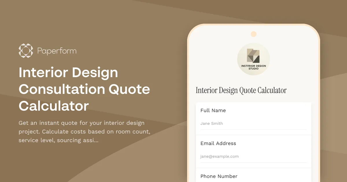 Interior Design Consultation Quote Calculator