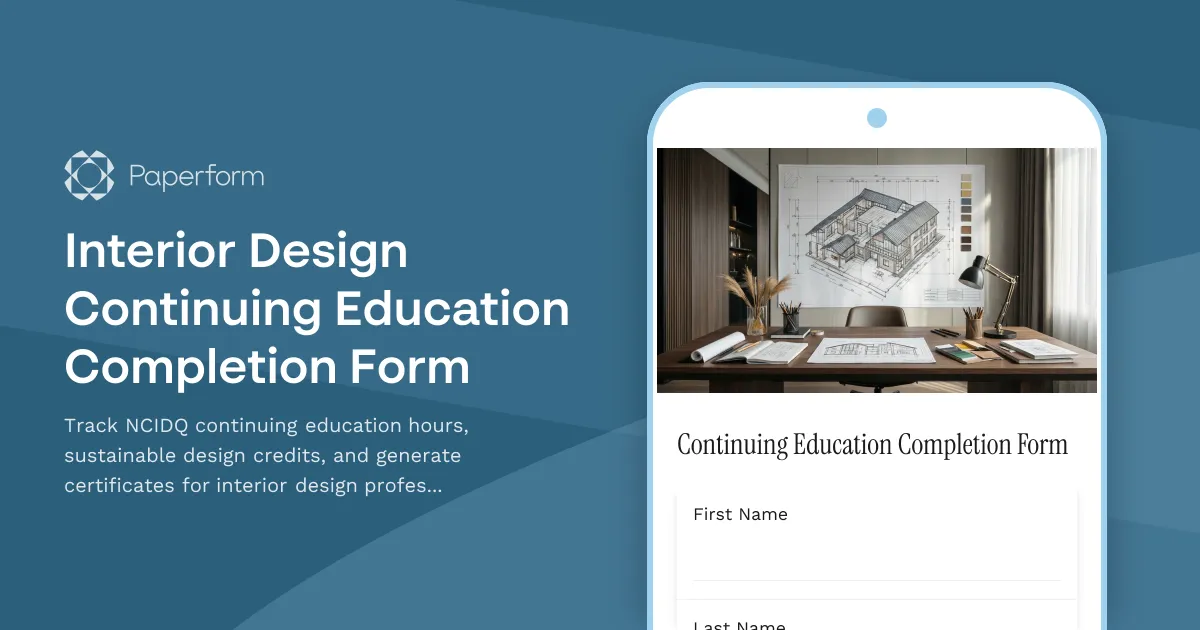 Interior Design Continuing Education Completion Form