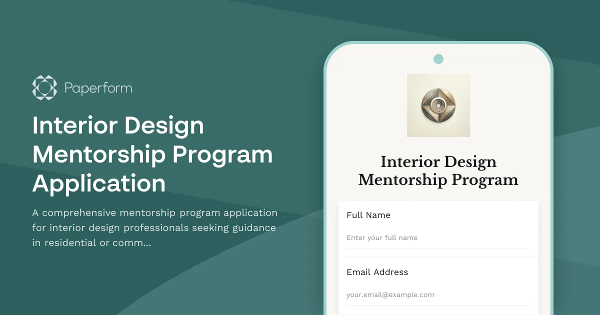 Interior Design Mentorship Program Application