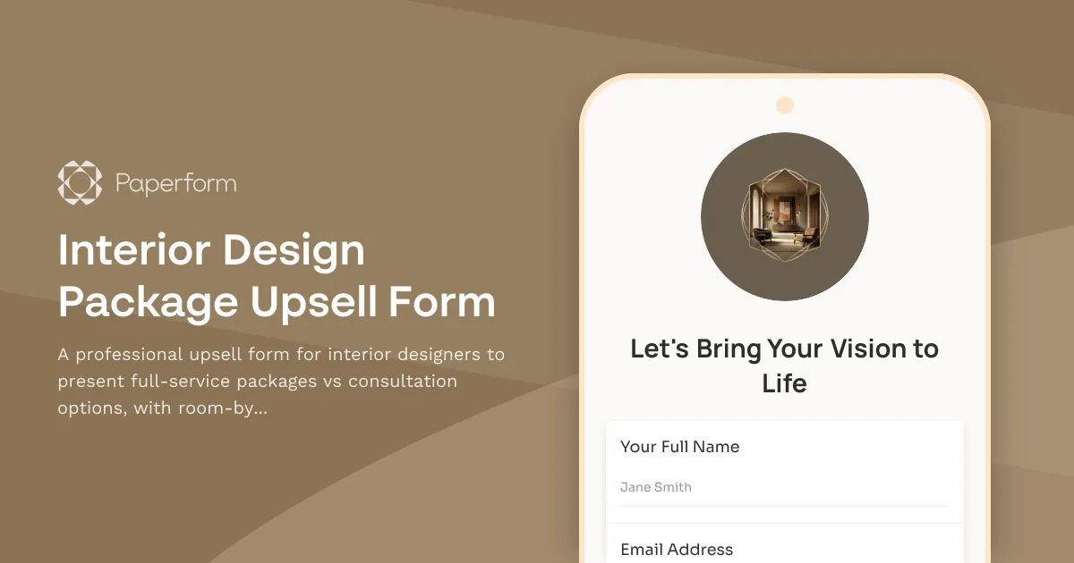 Interior Design Package Upsell Form