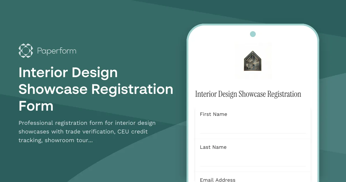 Interior Design Showcase Registration Form