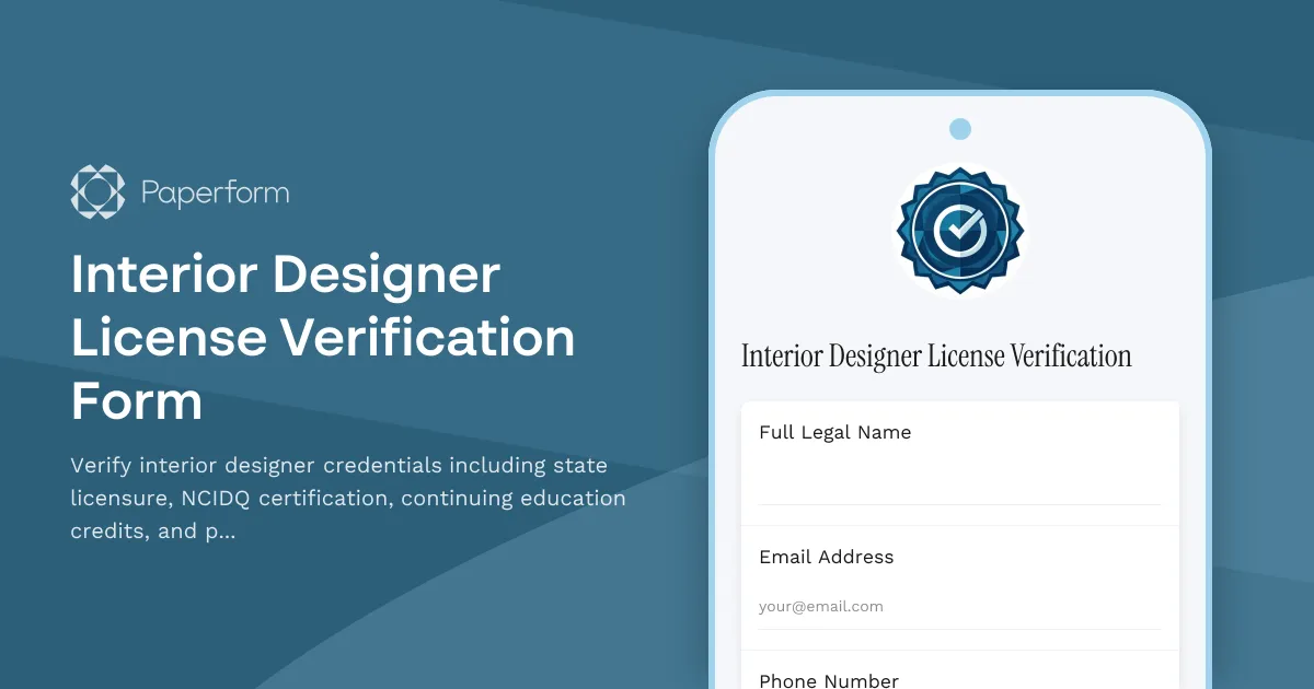 Interior Designer License Verification Form