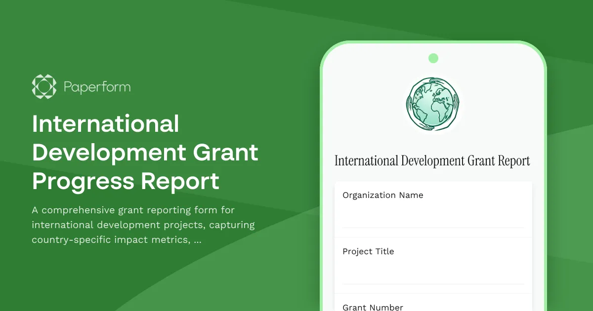 International Development Grant Progress Report